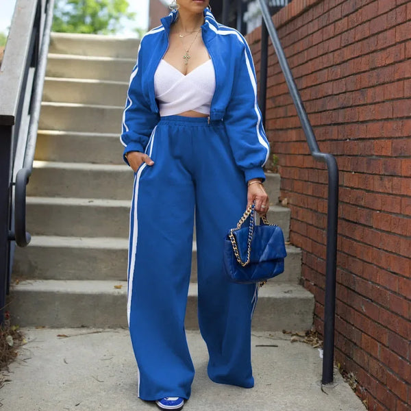 YAYA Striped Side Wide Leg Tracksuits