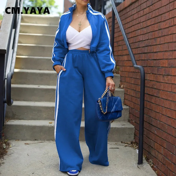 YAYA Striped Side Wide Leg Tracksuits