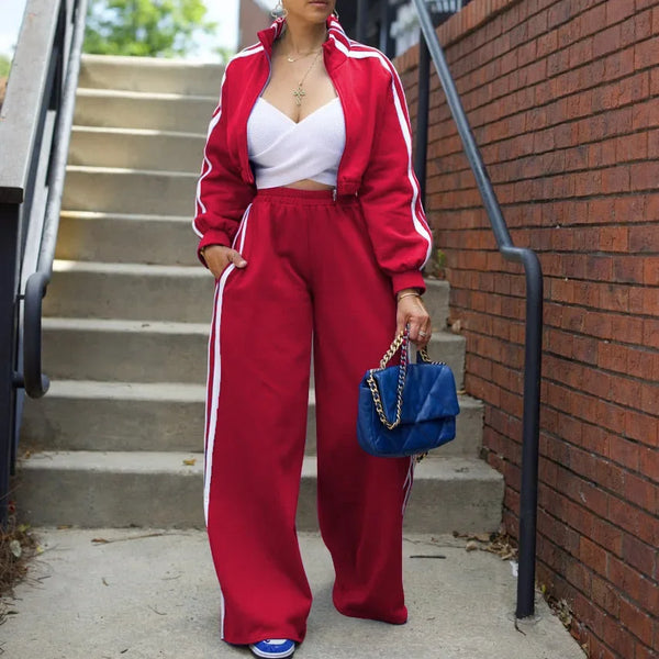 YAYA Striped Side Wide Leg Tracksuits