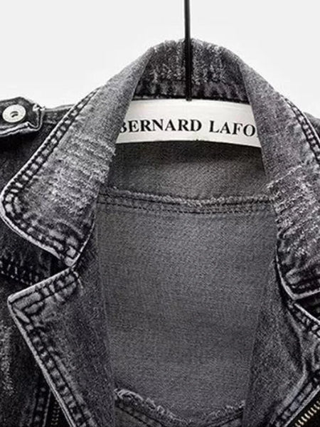 Denim Gray Cowboy Distressed Vest