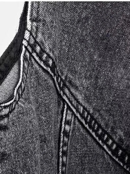 Denim Gray Cowboy Distressed Vest