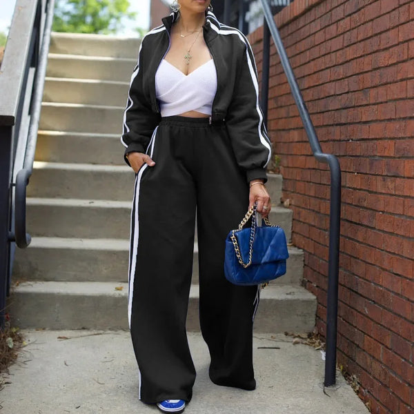 YAYA Striped Side Wide Leg Tracksuits