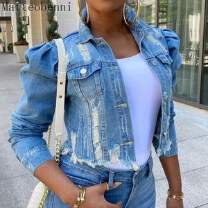 Cropped Ripped Denim Jacket