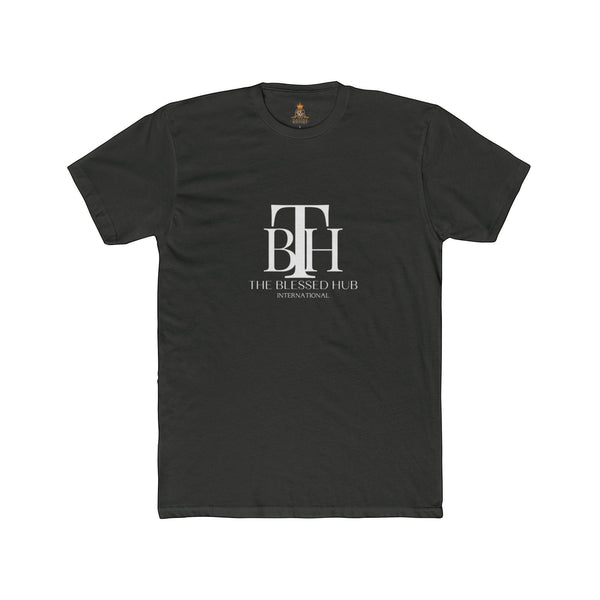 SlayEdgeBoutique black crewneck t-shirt featuring The Blessed Hub International logo on the chest
