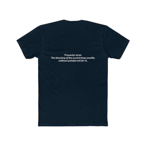 SlayEdgeBoutique black crewneck t-shirt featuring Proverbs 10:22 scripture print on the back