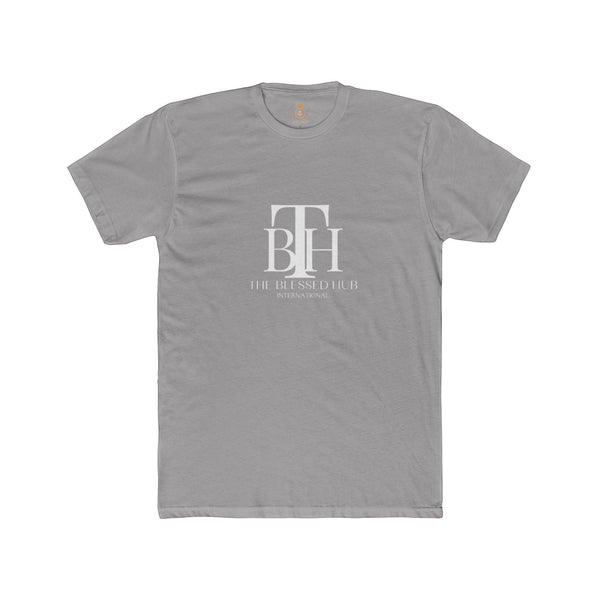 SlayEdgeBoutique grey crewneck t-shirt featuring The Blessed Hub International logo on the front chest