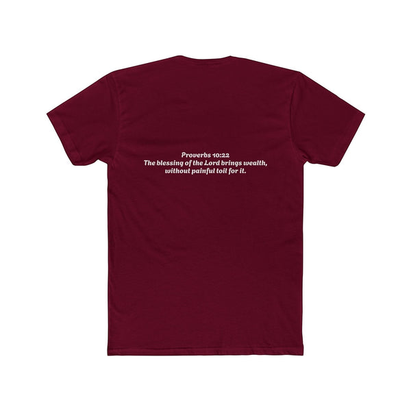 SlayEdgeBoutique maroon crewneck t-shirt featuring Proverbs 10:22 scripture graphic on the back