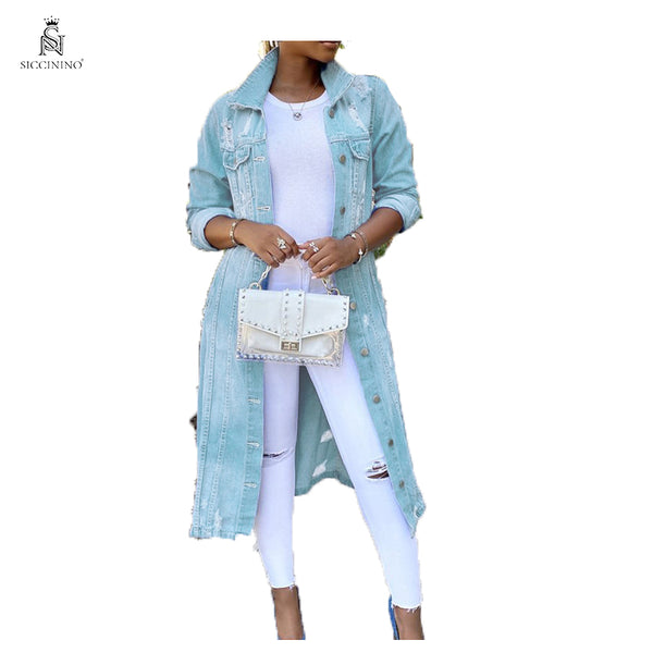 Long Washed Denim Coat