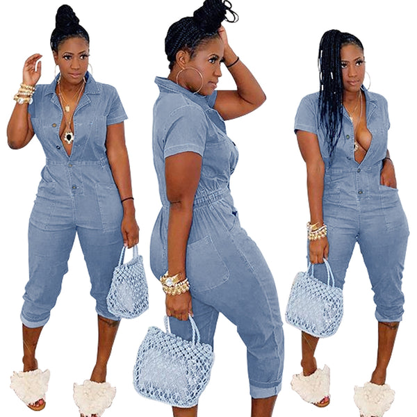 One Piece Casual Jeans Jumpsuit