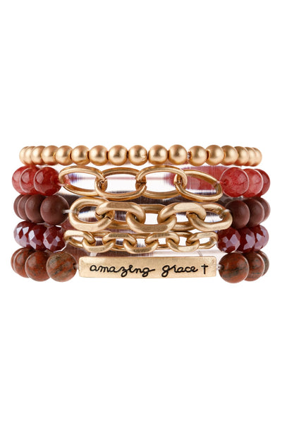 "Amazing Grace" Charm Multiline Beaded Bracelet