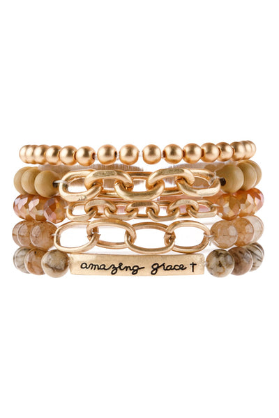 "Amazing Grace" Charm Multiline Beaded Bracelet