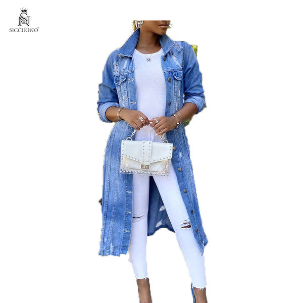 Long Washed Denim Coat