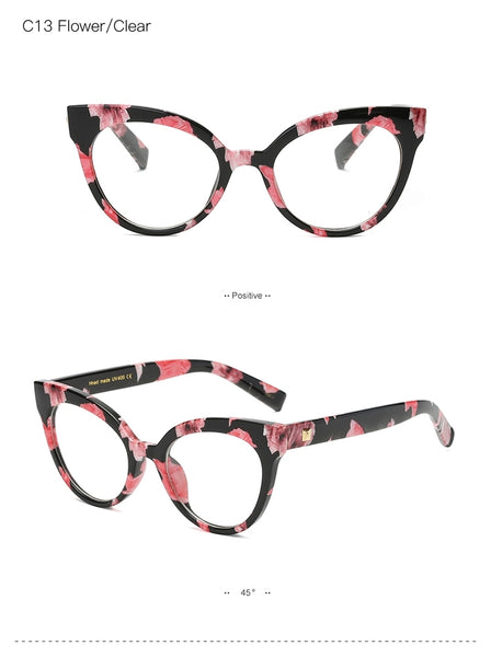 Vintage Frame Cat Eye Eyeglasses  With Clear Lens