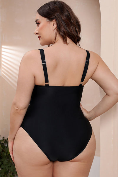 Full Size Printed Adjustable Strap One-Piece Swimsuit