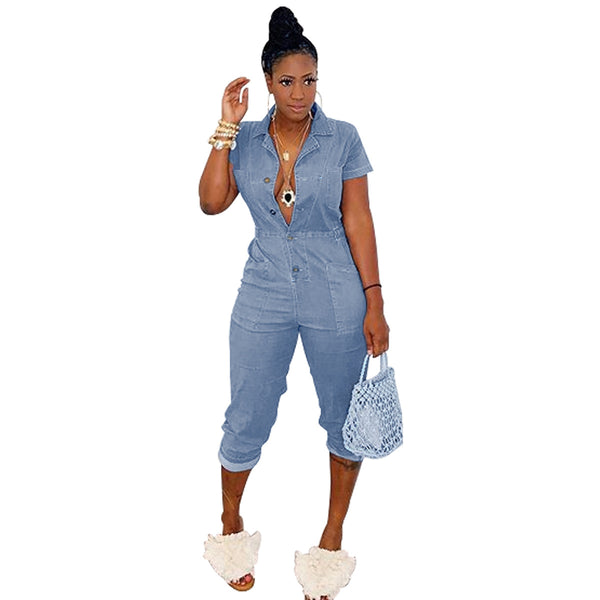 One Piece Casual Jeans Jumpsuit