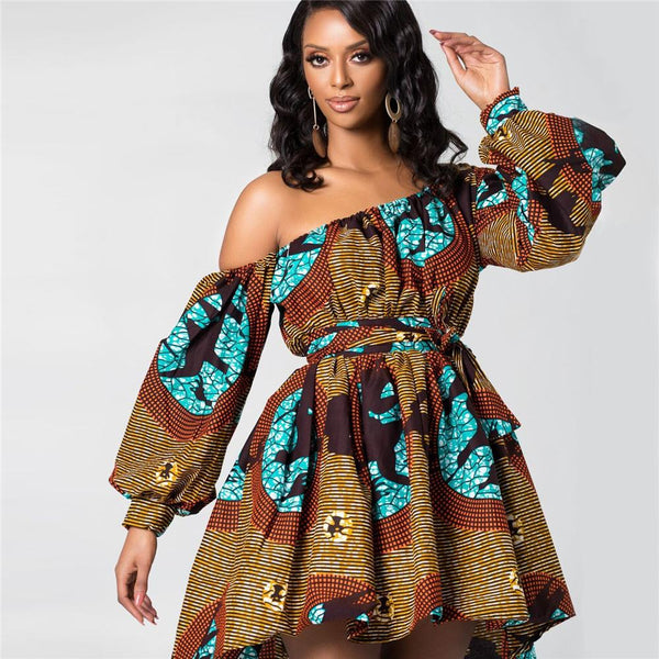 Sexy One Shoulder African Mini Summer Dresses