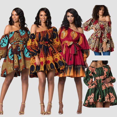 Sexy One Shoulder African Mini Summer Dresses