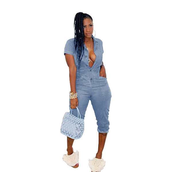 One Piece Casual Jeans Jumpsuit